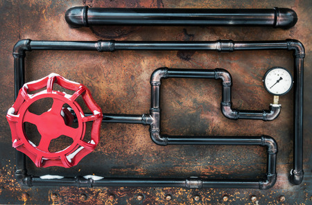 fittings and valve, pipes and adapters. Plumbing fixtures and piping partsの写真素材