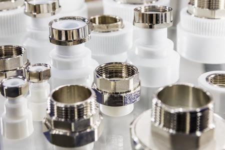 ceramic-metal pipes, couplings and fittings. Plumbing, fixing pipes and fittings for connection of...