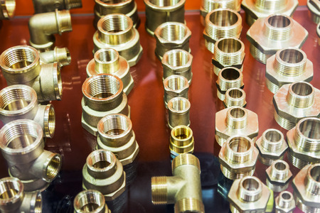 metal pipes, couplings and fittings. Plumbing, fixing pipes and fittings for connection of water or...