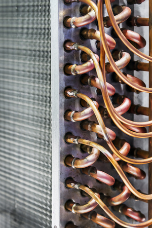 copper pipes of different diameter and sizes cooling unit or air conditioner radiator