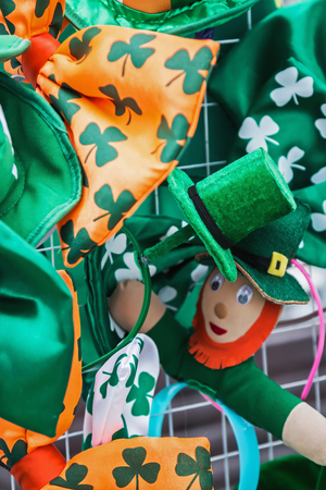Moscow, Russia-March 16, 2019: goods and Souvenirs for Saint Patrick day in Sokolniki Park. Moscowのeditorial素材