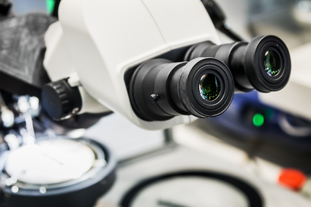 modern digital microscopes are designed to obtain enlarged images, measure objects or details of the structure, invisible or poorly visible to the naked eye.の写真素材