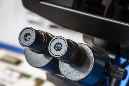 modern digital microscopes are designed to obtain enlarged images, measure objects or details of the structure, invisible or poorly visible to the naked eye.の写真素材