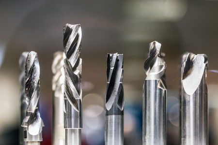 Drill bits in various sizes on the drill bit rack for Metalworkingの写真素材