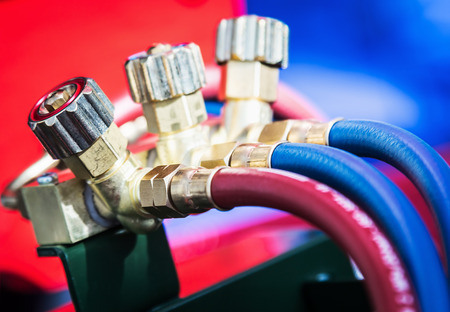 connections and system control supply of oils and technical fluids in metal working machineの写真素材