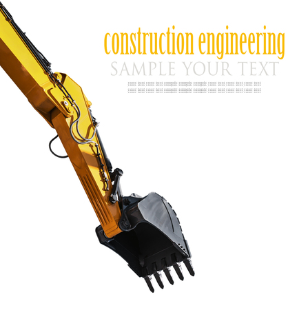 excavator bucket for construction and repair works isolated on white background. Text deleteの写真素材