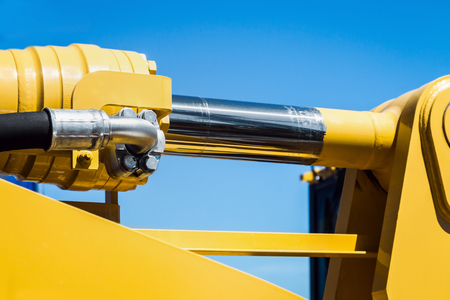hydraulic system of tractor or excavator. Details and parts of construction and repair equipmentの写真素材