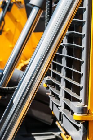 hydraulic system of tractor or excavator. Details and parts of construction and repair equipmentの写真素材