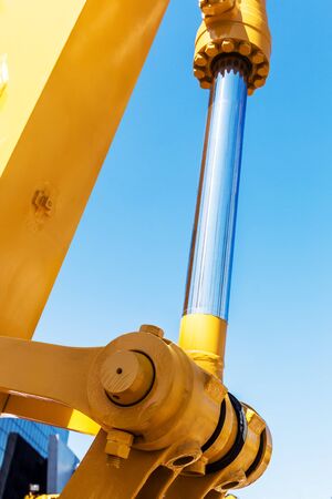 hydraulic system of tractor or excavator. Details and parts of construction and repair equipmentの写真素材