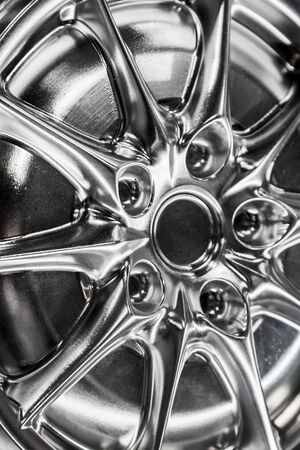 chrome wheels Aluminum metal wheel rim texture. Car alloy wheelの写真素材