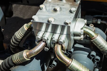 parts and details of the mechanism of the tractor, bulldozer and other construction equipmentの写真素材