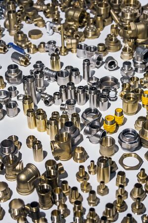 various adapters, connectors for plumbing and repair workの写真素材