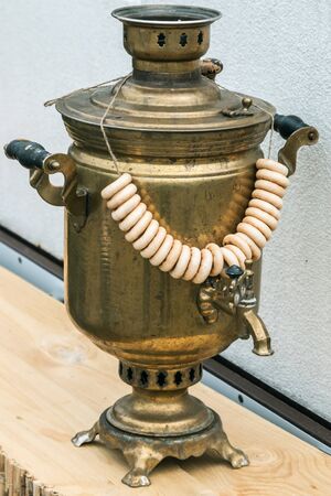 Russian samovar with bagels for a delicious teaの写真素材