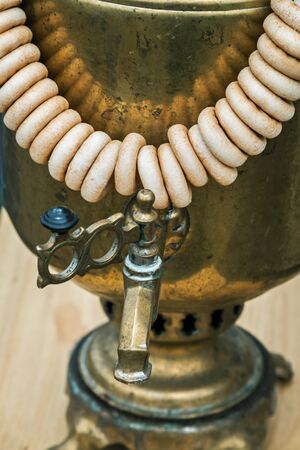 Russian samovar with bagels for a delicious teaの写真素材