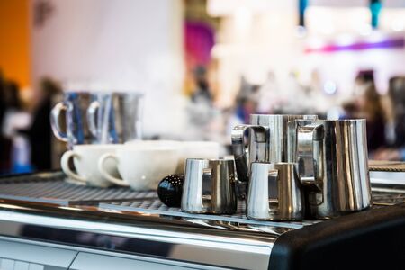utensils and accessories baristas for making coffee in a cafe or cafeteriaの写真素材