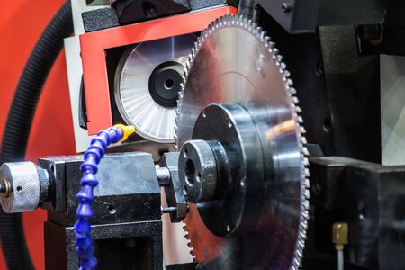 cutting discs and cutters of the grinding machine in productionの写真素材
