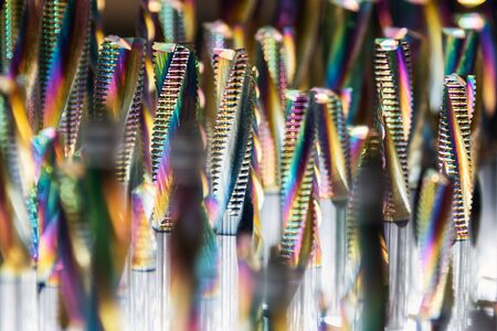 drills on metal of different length and diameter on a shop counter. Shallow depth of fieldの写真素材
