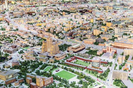 Moscow, Russia-February 24, 2019: Architectural model of Moscow exhibit for Muscovites and guests of the capital. The Central part of the city is represented on the area of 429 square metersのeditorial素材