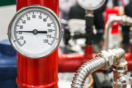 Pressure gauges for visual monitoring of pressure in water supply and heating systems with operating temperatureの写真素材