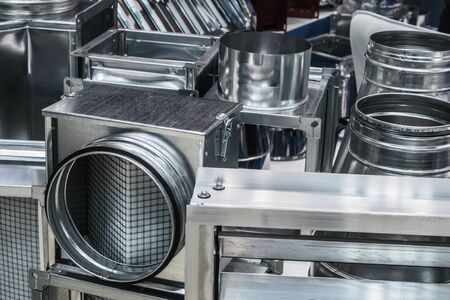galvanized steel fittings,filters and air ducts for ventilation systemsの写真素材