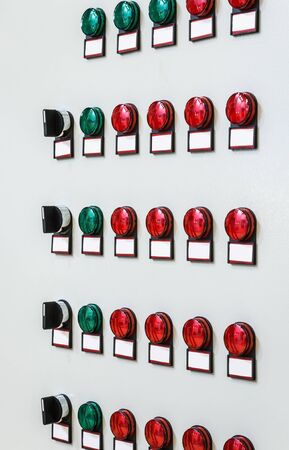 Control panel with many roundbuttons of industrial equipment, machine tool, robotの写真素材