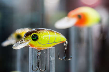 Moscow, Russia-February 21, 2020: 47 international exhibition hunting and FISHING in RUSSIA. baits wobblers and rolls of different manufacturersのeditorial素材