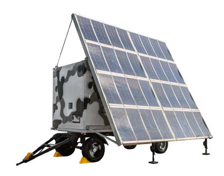 mobile van station solar powered electric generator isolated on white backgroundの写真素材