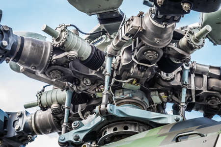 details of the propeller and engine of a modern helicopter bladesの写真素材