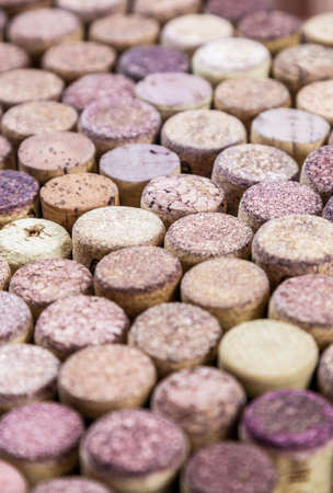 wine corks are a lot of background. Focus in the center of the frameの写真素材