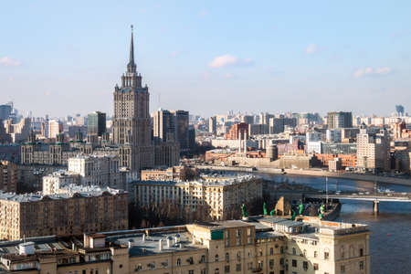 view of Moscow districts from a height on an autumn dayの写真素材