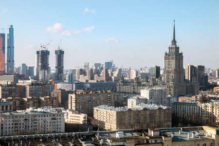 view of Moscow districts from a height on an autumn dayの写真素材