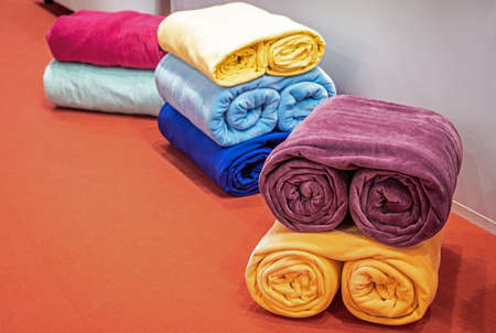 plaids made of different materials, shades and colorsの写真素材