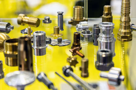 various metal fasteners, nuts and bolts for construction work and repairの写真素材