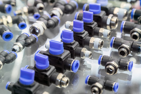 quick couplers, tees and needle taps for various householdの写真素材