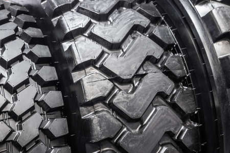 texture of rubber tires from large trucks with high treadの写真素材