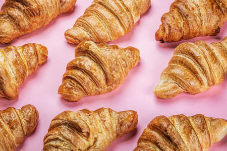 freshly baked croissants are laid out