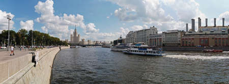 panorama of the high-rise building on Kotelnicheskaya embankment from ZaryadyePark in Moscow.の写真素材
