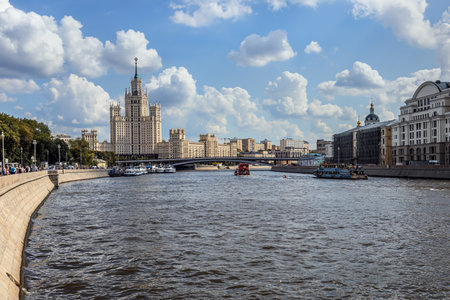 view of a high-rise building on Kotelnicheskaya embankmentの写真素材