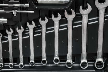 set of keys and tools in a case for repairの写真素材