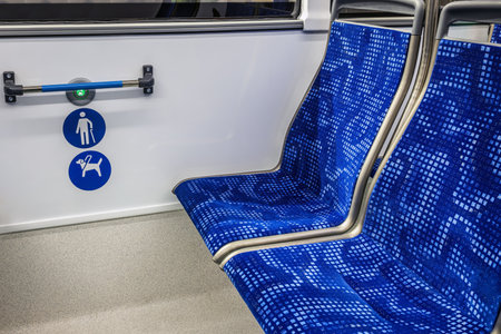 seats on a city bus or electric bus for the elderly and peopleの写真素材
