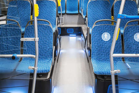 seats on a city bus or electric bus for the elderly and people with healthの写真素材