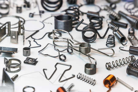 different shapes and sizes of metal springs of different sizesの写真素材