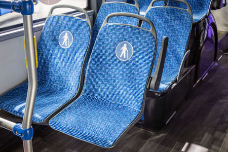 seats on a city bus or electric bus for the elderly and peopleの写真素材