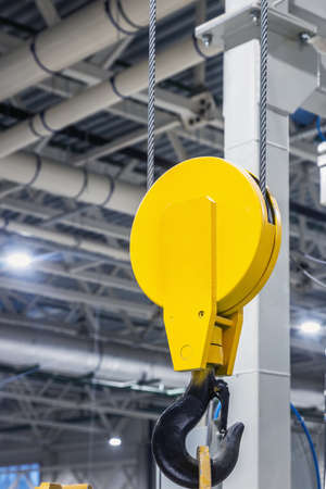 Crane hook inside factory building, industrialの写真素材