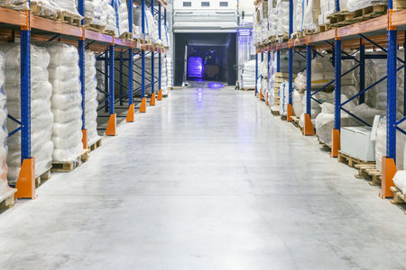 loading or unloading of goods in the warehouseの写真素材