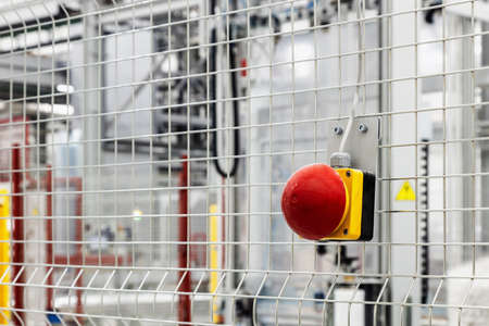 button for emergency shutdown of equipment in production or factoryの写真素材