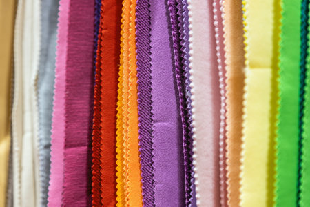 fabrics made of different materials, shades and colors for the productionの写真素材