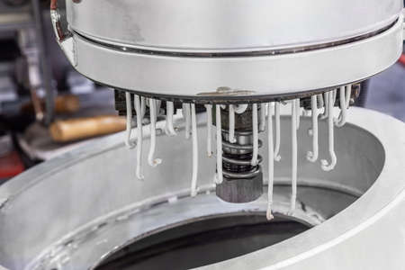 the work of the extruder for the production of plastic granulesの写真素材