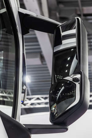 large rear view mirror mounted on a truckの写真素材