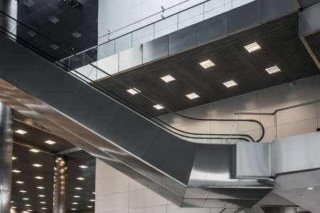 modern interior of metal and concrete in the building, transitionの写真素材